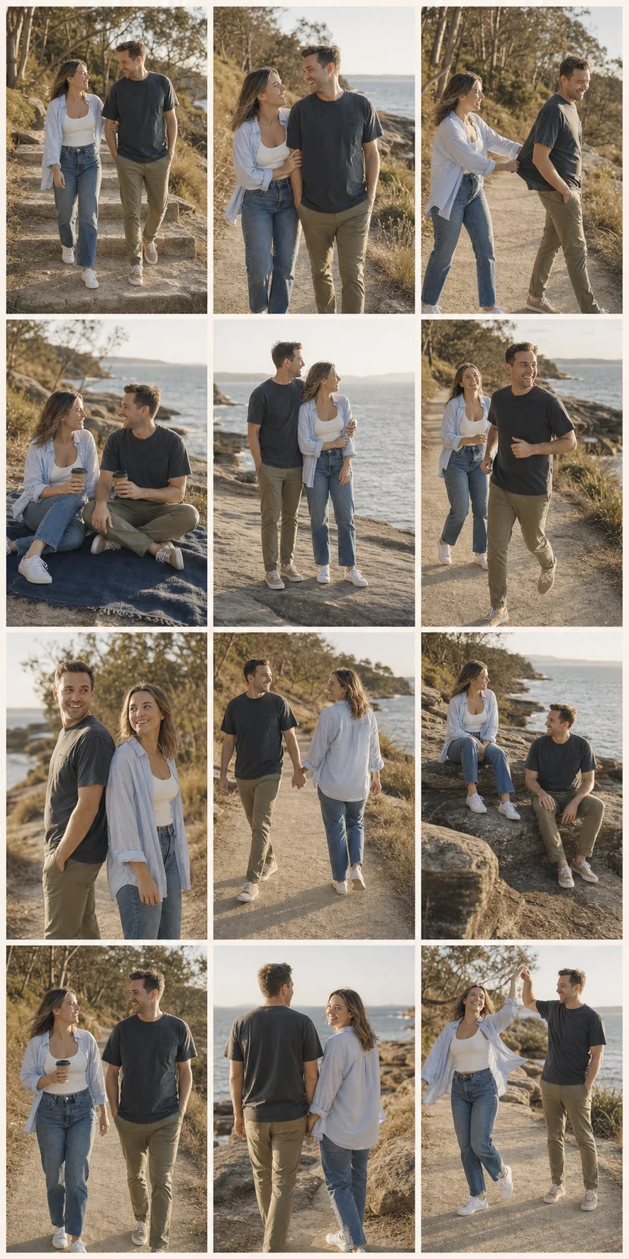 Outdoor Couple Poses contact sheet