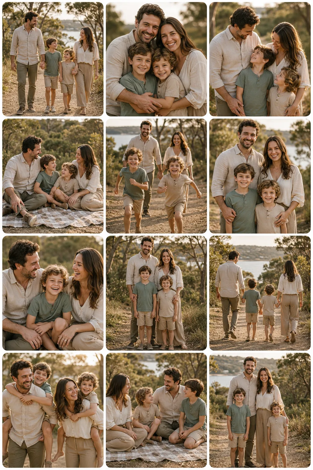 Natural Family Photo Poses contact sheet